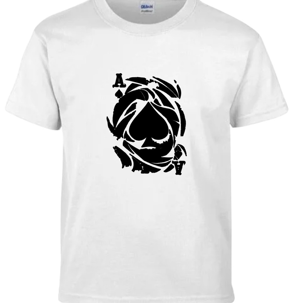Gildan White Black Ace Tee